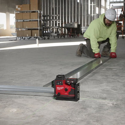 Milwaukee M12A3PLO-0C 12V M12 Green Auto Alignment 360° 3 Plane Laser with 1 x 3.0Ah Battery Charger Case & Laser Tripod